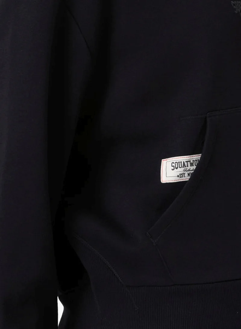 Squatwolf Black Oversized Cropped Hoodie for Women | Best Price UAE